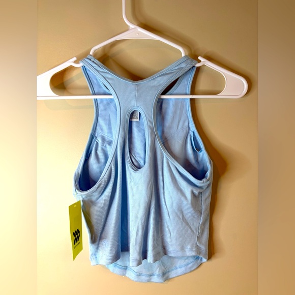 All In Motion Light Blue Ribbed Racerback Crop Tank Sports Bra - Picture 5 of 5
